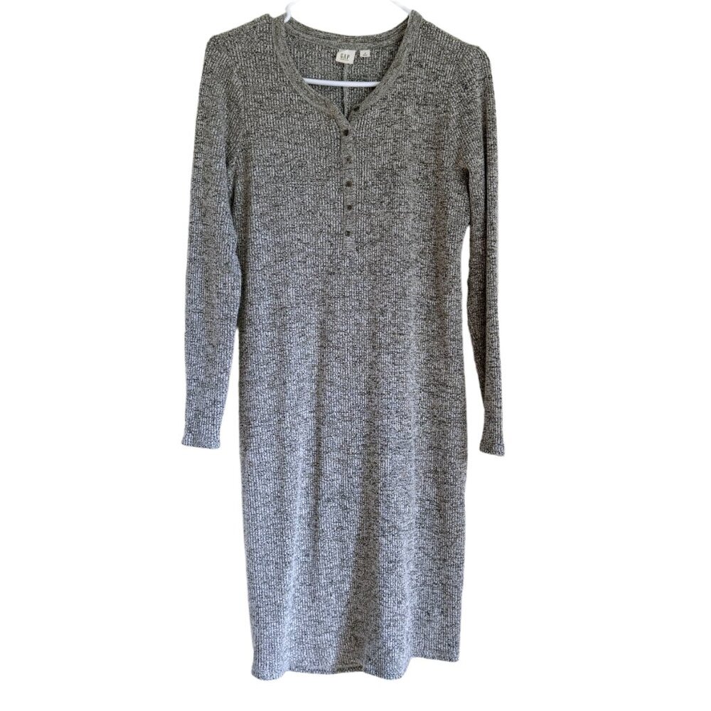 Gap Maternity Softspun Henley Ribbed Dress Long Sleeve Small Women’s